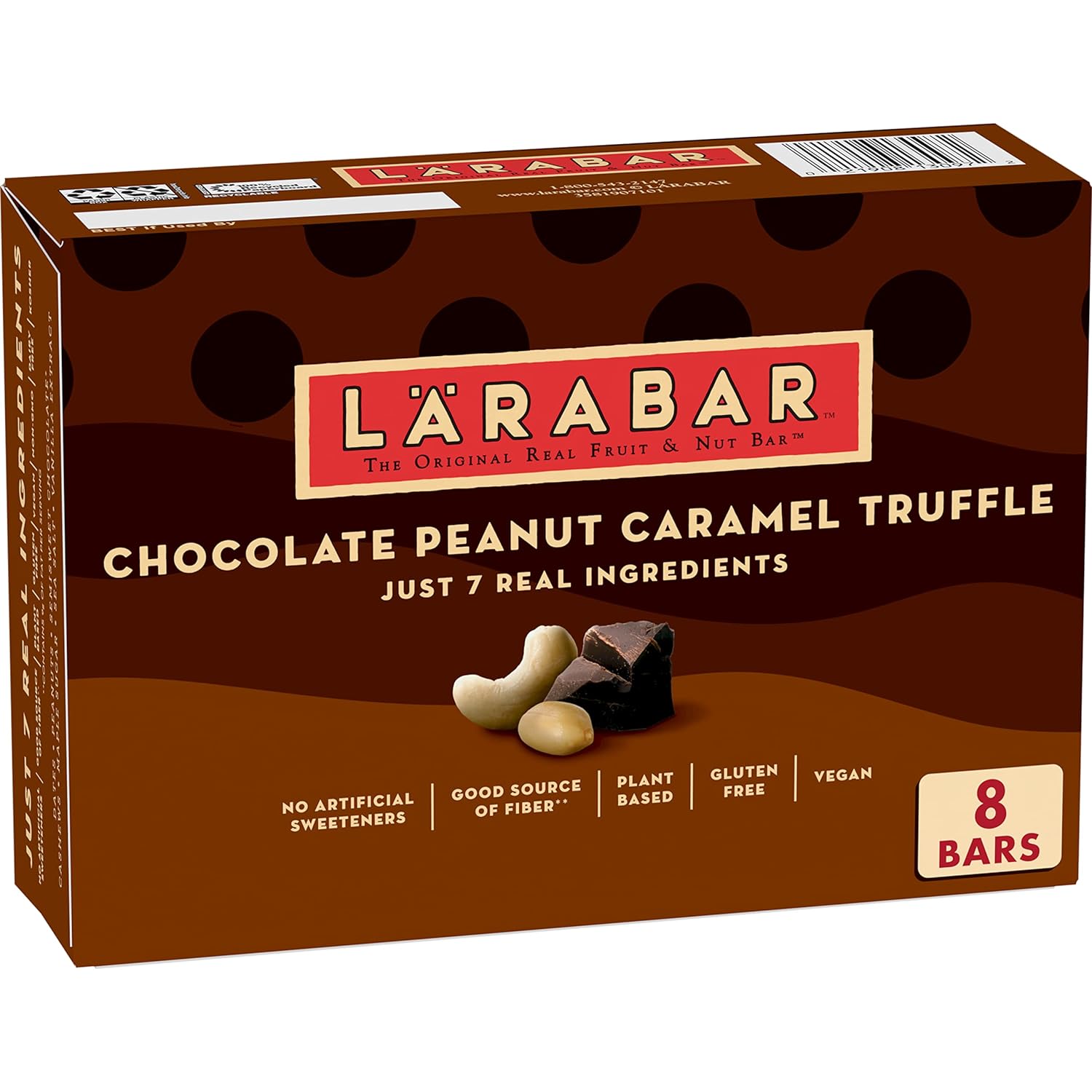 Larabar Chocolate Peanut Caramel Truffle, Gluten Free Vegan Bars, 8 Ct