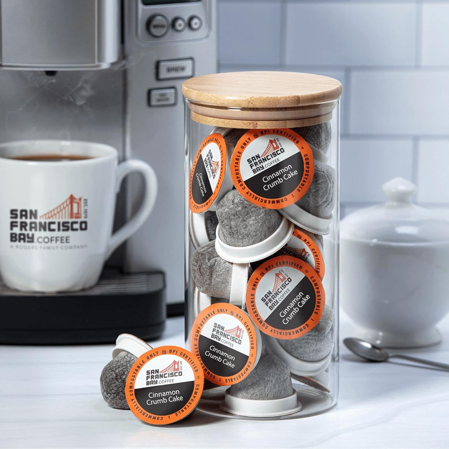 San Francisco Bay Compostable Coffee Pods - Cinnamon Crumb Cake (80 Ct) K Cup Compatible including Keurig 2.0, Flavored, Medium Roast : Everything Else