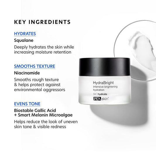 Pca Skin Hydrabright Hydrating Moisturizer For Face, Brightening Cream For Face With Squalane And Niacinamide, 1.69 Oz Jar