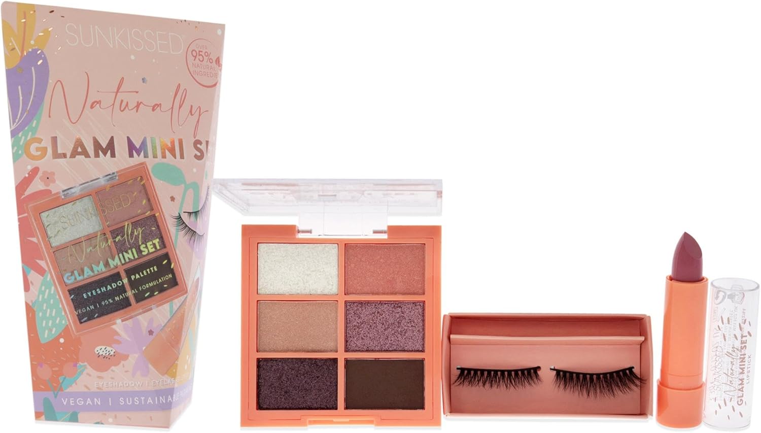 Sunkissed Naturally Glam Mini Set For Women 3 Pc 0.3Oz Eyeshadow, 0.12Oz Lipstick, Eyelashes