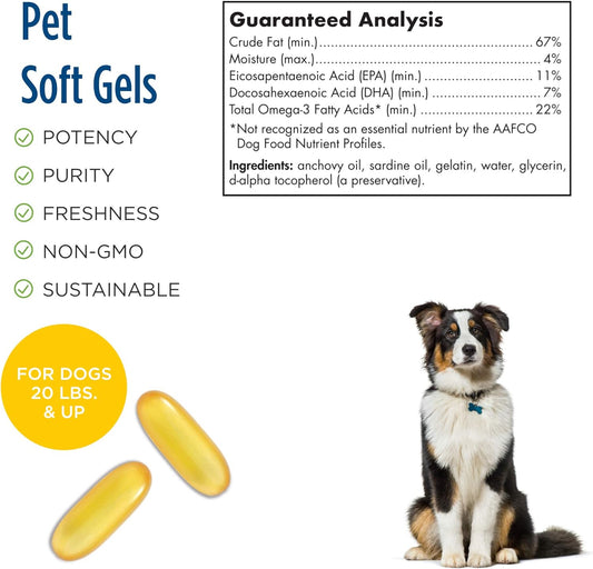 Nordic Naturals Omega-3 Pet, Unflavored - 180 Soft Gels - 330 Mg - Fish Oil For Dogs With Epa & Dha - Promotes Heart, Skin, Coat, Joint, & Immune Health