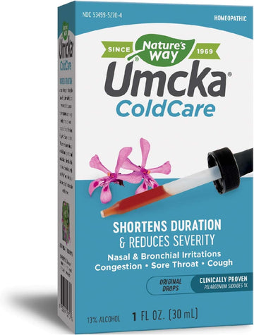 Nature'S Way Umcka Coldcare Homeopathic, Shortens Colds, Sore Throat, Cough, And Congestion, Phenylephrine Free, Non-Drowsy, 1 Fl. Oz. Drops