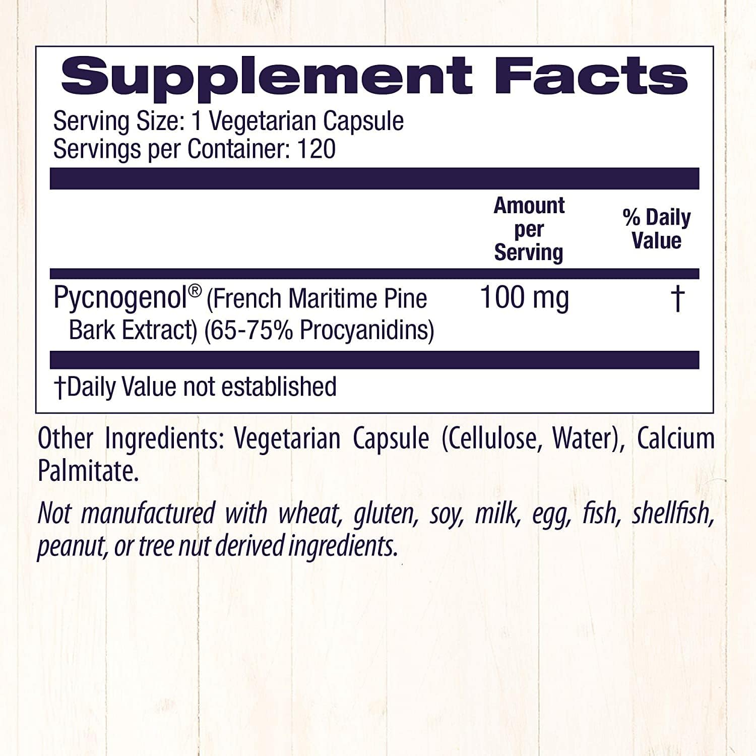 Healthy Origins Pycnogenol 100 mg - Premium Pine Bark Extract - French Maritime Pine Bark Extract for Heart Health, Skin Care & More - Gluten-Free & Non-GMO Supplement - 120 Veggie Caps : Health & Household