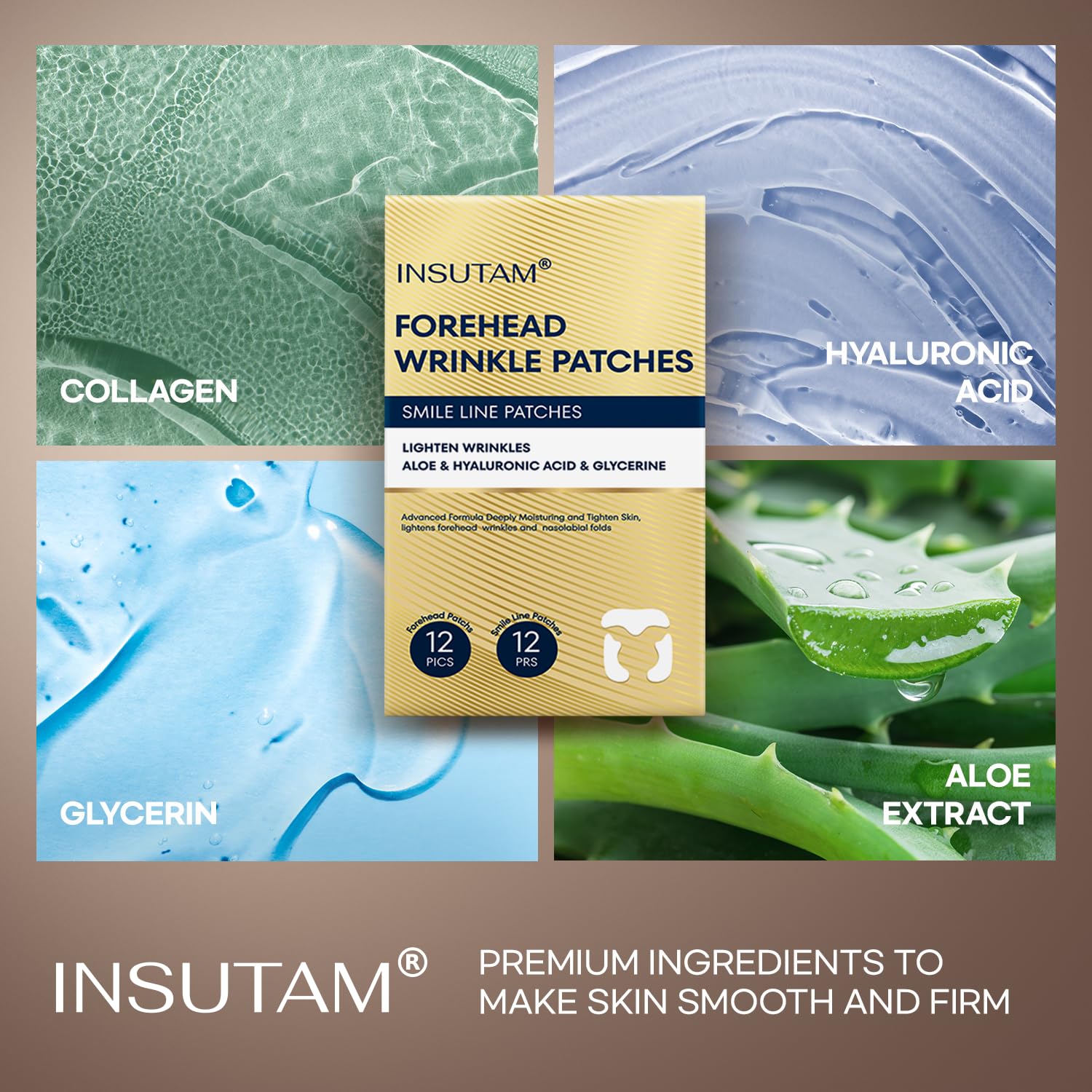 Insutam Forehead Wrinkle Patches For Anti-Wrinkles: Smile Line Remover Pads - Overnight Lift Lines Treatment 12Prs : Beauty & Personal Care