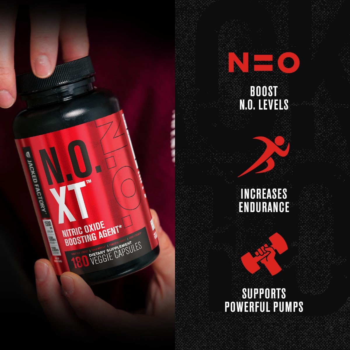 Jacked Factory Muscle Builder Supplement Stack - Build-XT Muscle Builder & N.O. XT Nitric Oxide Boosting Agent for Dual Muscle Building Support (60 Day Supply) : Health & Household