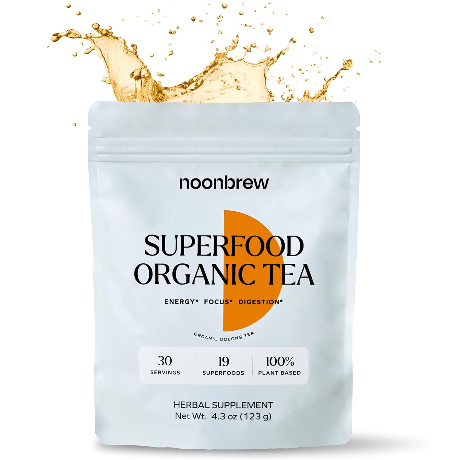 Noonbrew Adaptogenic Oolong Mushroom Tea Powder: Natural Energy Drink | Boosts Energy, Focus & Mood | 19 Superfoods | Organic Keto Vegan Friendly | Enjoy Hot Or Cold - 30 Servings