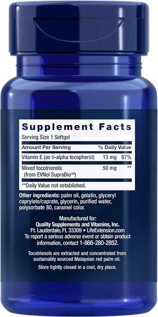 Life Extension Super Absorbable Tocotrienols – Vitamin E D-Alpha Tocopherol Supplement For Healthy Brain, Hair, Skin, Eye And Immune System – Gluten-Free, Non-Gmo – 60 Softgels