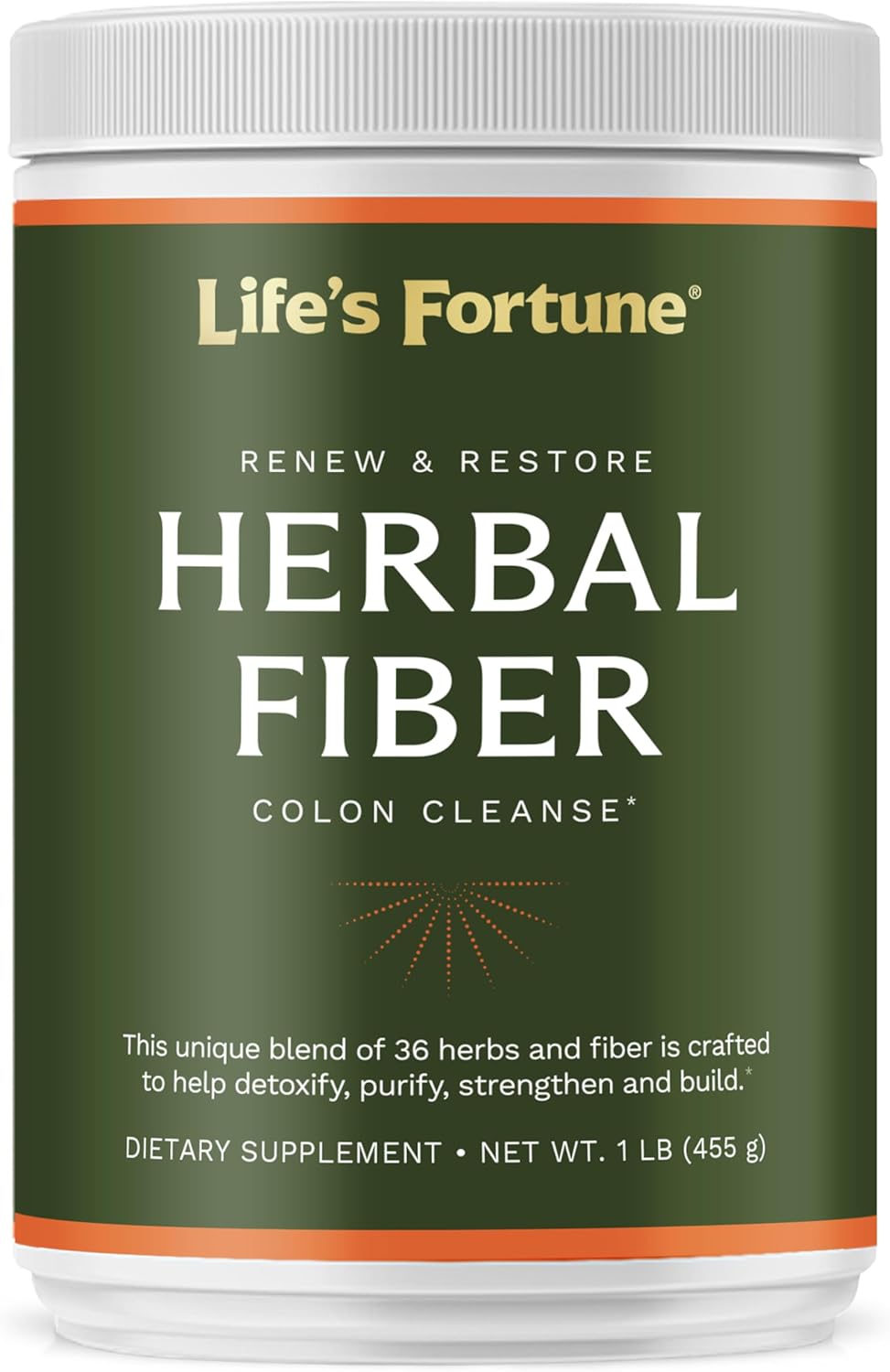 Life'S Fortune Organic 100% Natural Herbal Fiber Unflavored Powder Gut Health Drink Supplement With Apple Fiber, Non-Gmo, Soy & Gluten-Free, 455G (50 Servings)