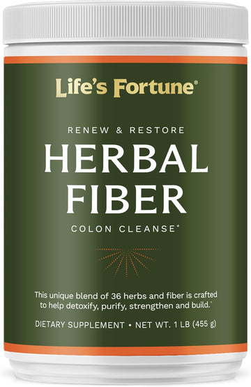 Life'S Fortune Organic 100% Natural Herbal Fiber Unflavored Powder Gut Health Drink Supplement With Apple Fiber, Non-Gmo, Soy & Gluten-Free, 455G (50 Servings)