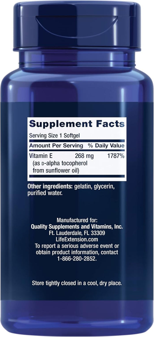 Life Extension Super Vitamin E 268 Mg - For Heart, Brain & Immune Health -Offers Antioxidant Protection & Promotes Inflammatory Response - Gluten Free, Non-Gmo, 90 Softgels