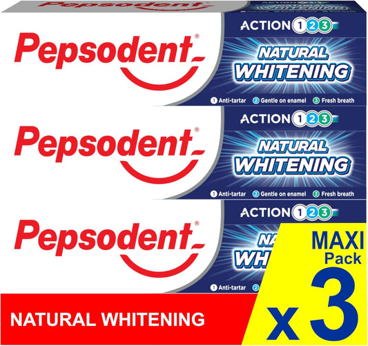 Pepsodent Natural Whitening Fluoride And Calcium Toothpaste For Whiter Teeth In One Week 75Ml (2X75Ml Pack)