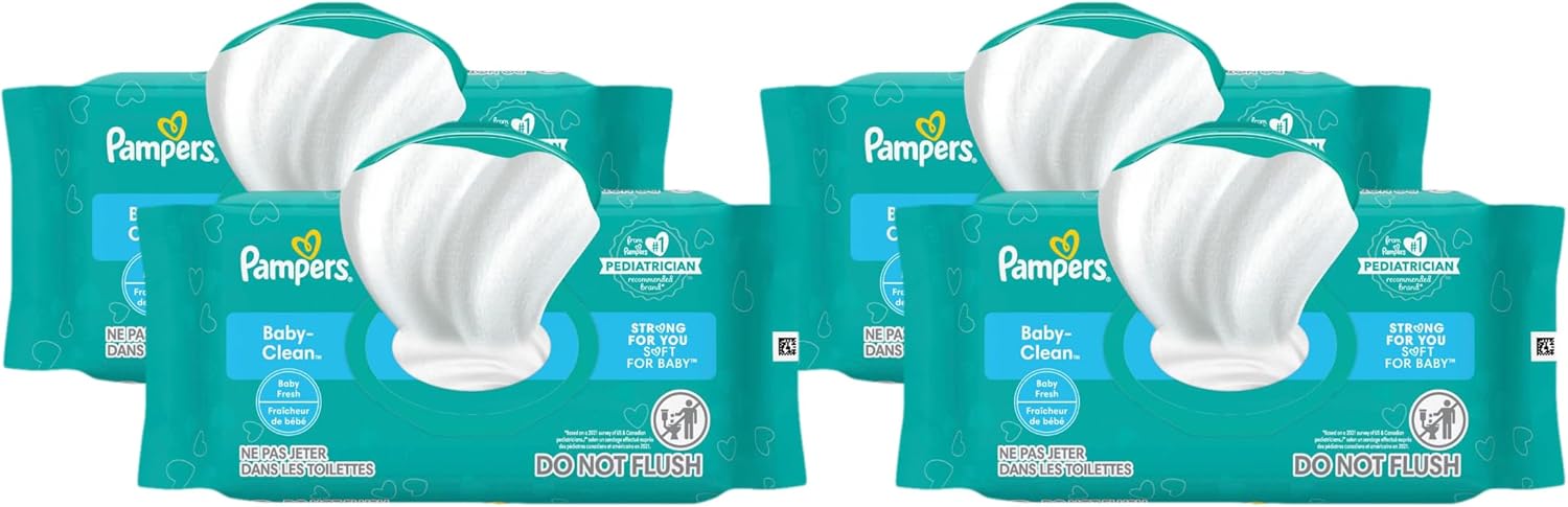 Pampers Baby Clean Wipes, Baby Fresh Scented, 1 Flip-Top Pack (72 Wipes Total) (Pack Of 4)