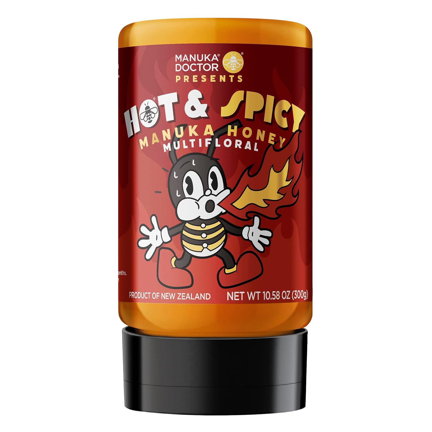 Manuka Doctor - Hot Honey - Hot & Spicy Squeezy Manuka Honey, 100% Pure New Zealand Honey Infused With Chili Peppers For Buzzing Hot Flavor (10.58 Oz)