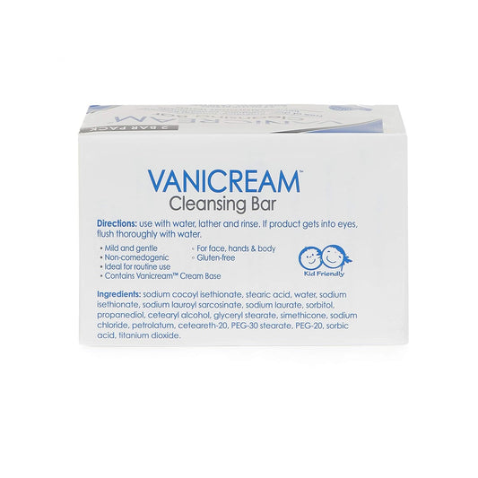 Vanicream, Cleansing Bar Fragrance Gluten and Sulfate Free For Sensitive Skin Gently Cleanses and Moisturizes 3.9 Pack of 2, 7.8 Ounce