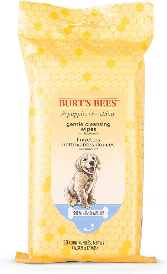 Burt's Bees for Pets Puppy Wipes | Tearless Puppy & Dog Wipes for Cleaning and Grooming | Cruelty Free, Sulfate & Paraben Free, pH Balanced for Dogs - Made in USA, 50 Count - 6 Pack