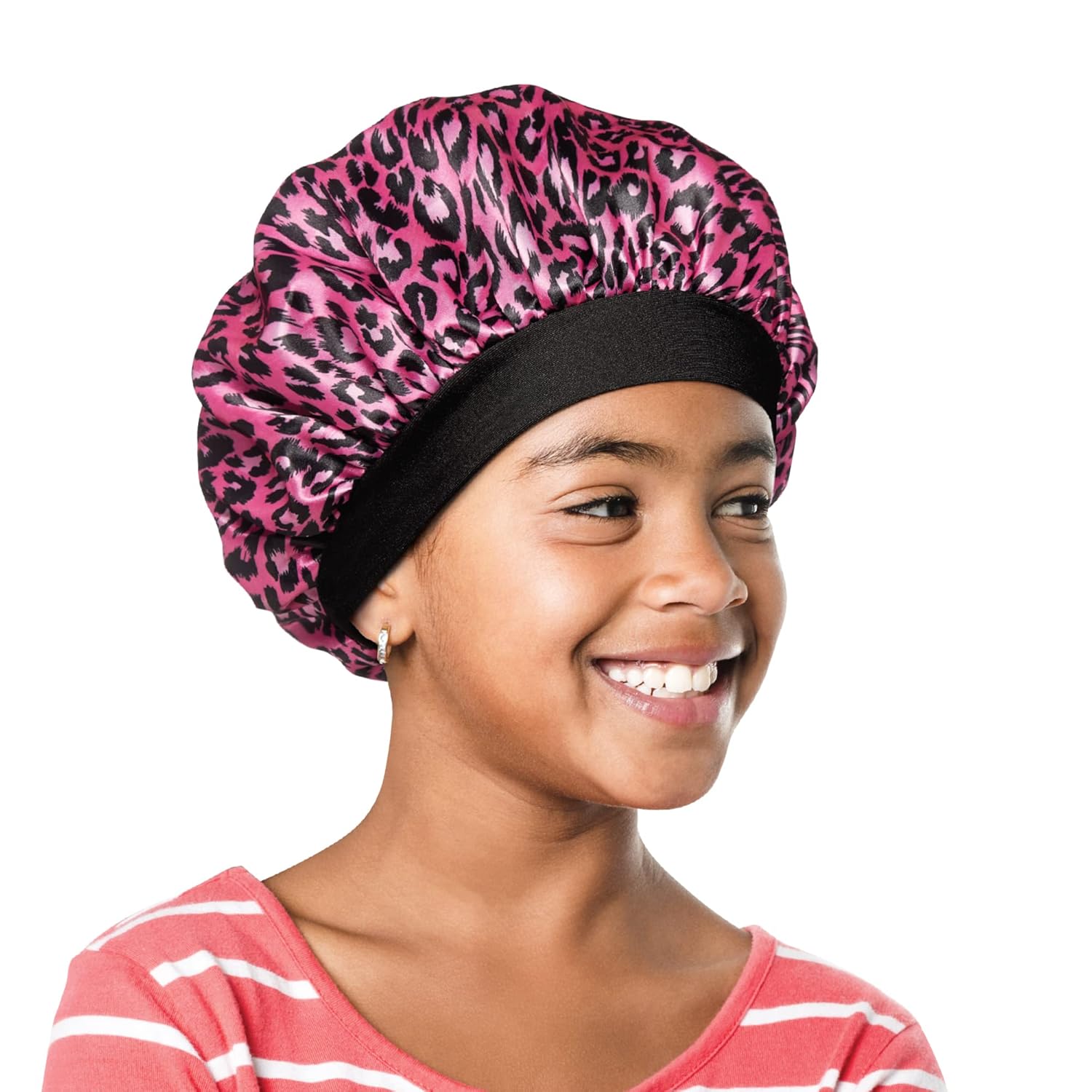 Red By Kiss Kids Satin Bonnet With Wide Band, Sleep Cap For Kids, Bonnet For Boys And Girls (Heart)