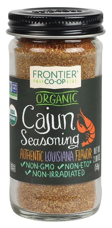 Frontier Co-Op Organic Cajun Seasoning, 2.08-Ounce Jar, Authentic Louisiana Flavor For Southern Delicacies, Kosher, Non Gmo