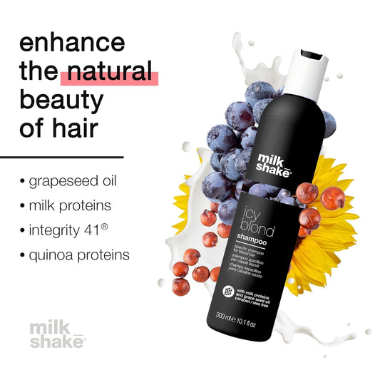 Milk_Shake Icy Blond Shampoo - Black Pigment Shampoo For Very Light Blond And Platinum Hair, 10.1 Fl Oz (300 Ml)