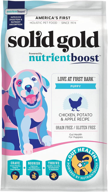 Solid Gold Dry Puppy Food w/Nutrientboost - Made with Real Chicken & Nutritious Superfoods - Love at First Bark Grain Free Puppy Dry Food for Healthy Growth, Energy and Gut Wellness - 3.75 LB Bag