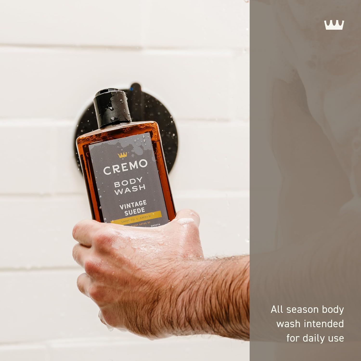Cremo Rich-Lathering Vintage Suede Body Wash For Men, A Vintage Suede With Notes Of White Moss And Rich Amber, 32 Fl Oz