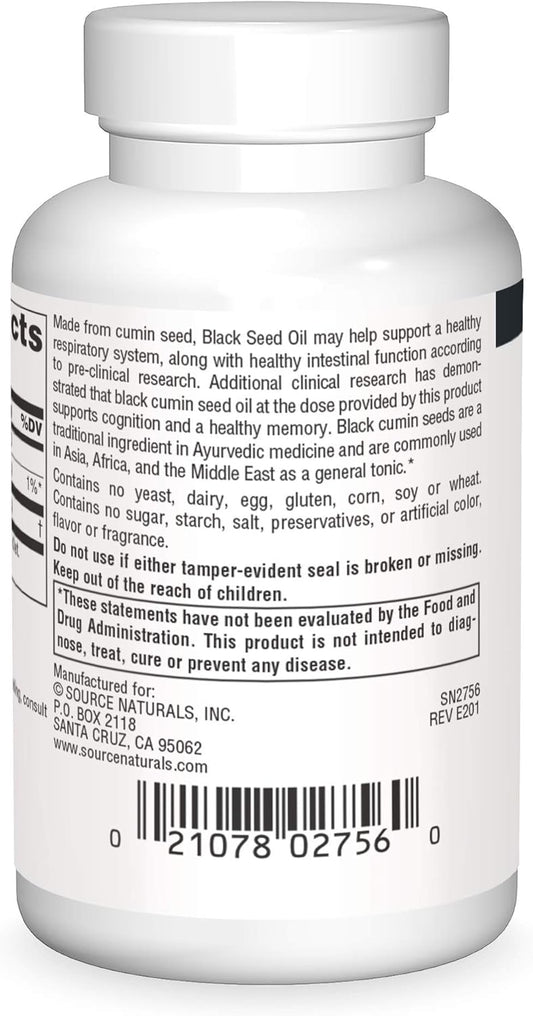 Source Naturals Black Seed Oil For Respritory Support* - 60 Softgels