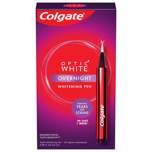 Colgate Optic White Overnight Teeth Whitening Pen, Teeth Stain Remover To Whiten Teeth, 35 Nightly Treatments