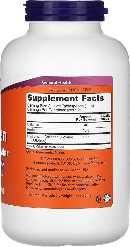 NOW Foods Supplements, Collagen Peptides Powder, Clinically Tested, Joint and Bone Health*, 8-Ounce : Health & Household