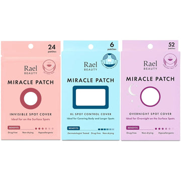 Rael Miracle Bundle - Invisible Spot Cover (24 Count), Xl Spot Control Cover (6 Count), Overnight Spot Cover (52 Count)