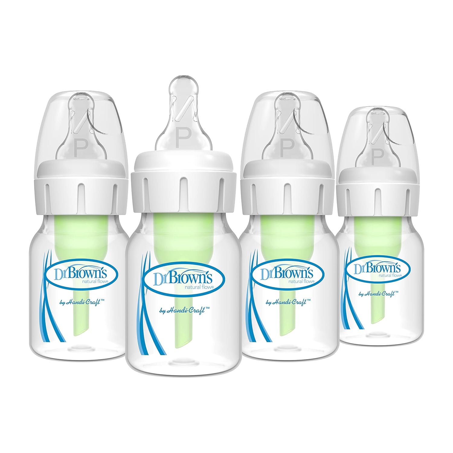 Dr. Brown'S Natrual Flow Anti-Colic Options+ Narrow Baby Bottle, 2 Oz/60 Ml, With Preemie Flow Nipple, 0M+, 4 Bottles
