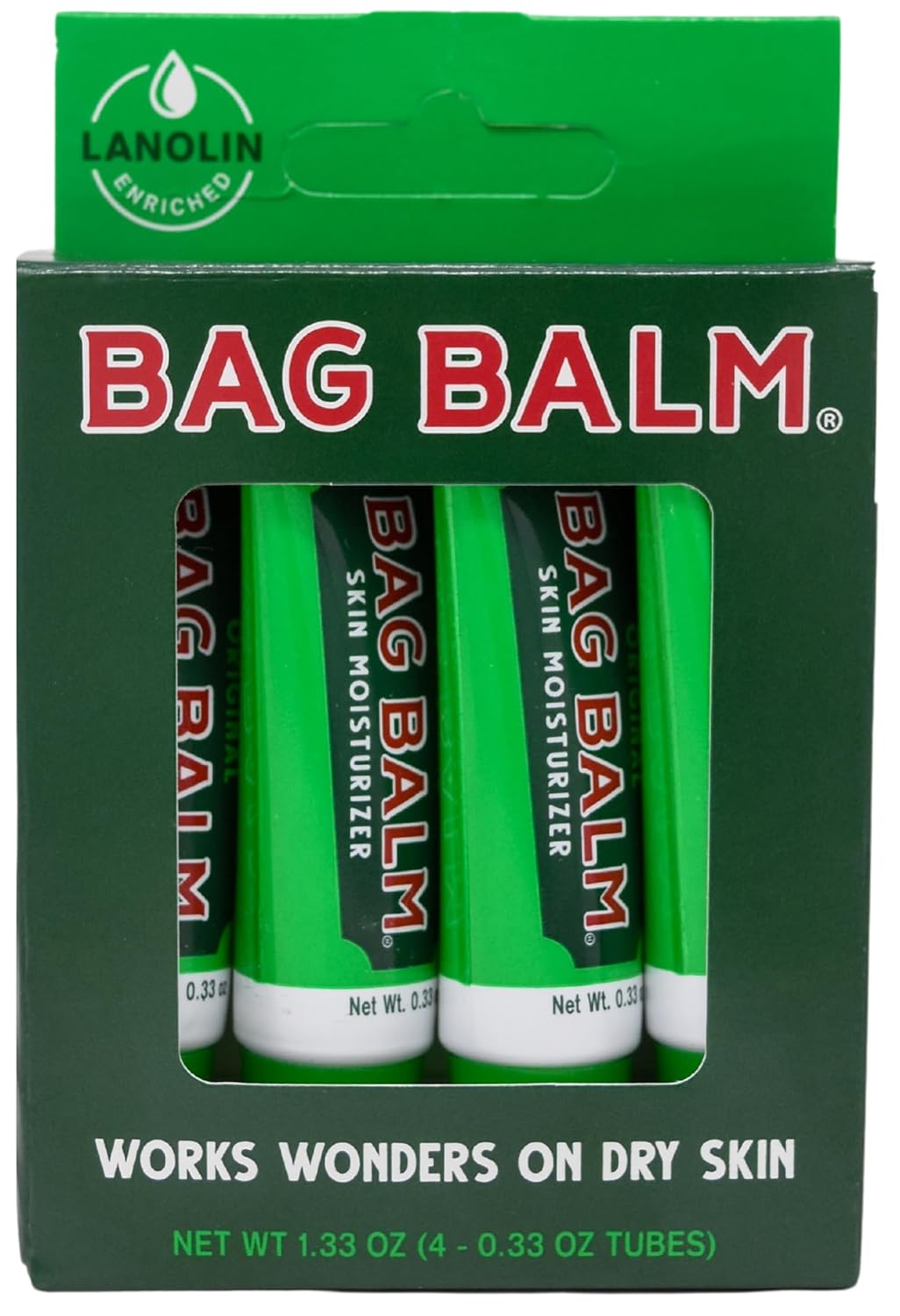 Bag Balm Original On-The-Go Lip Balm Tubes For Chapped Lips, Dry Hands, Skin Irritations And More - 0.33Oz, 6 Pack