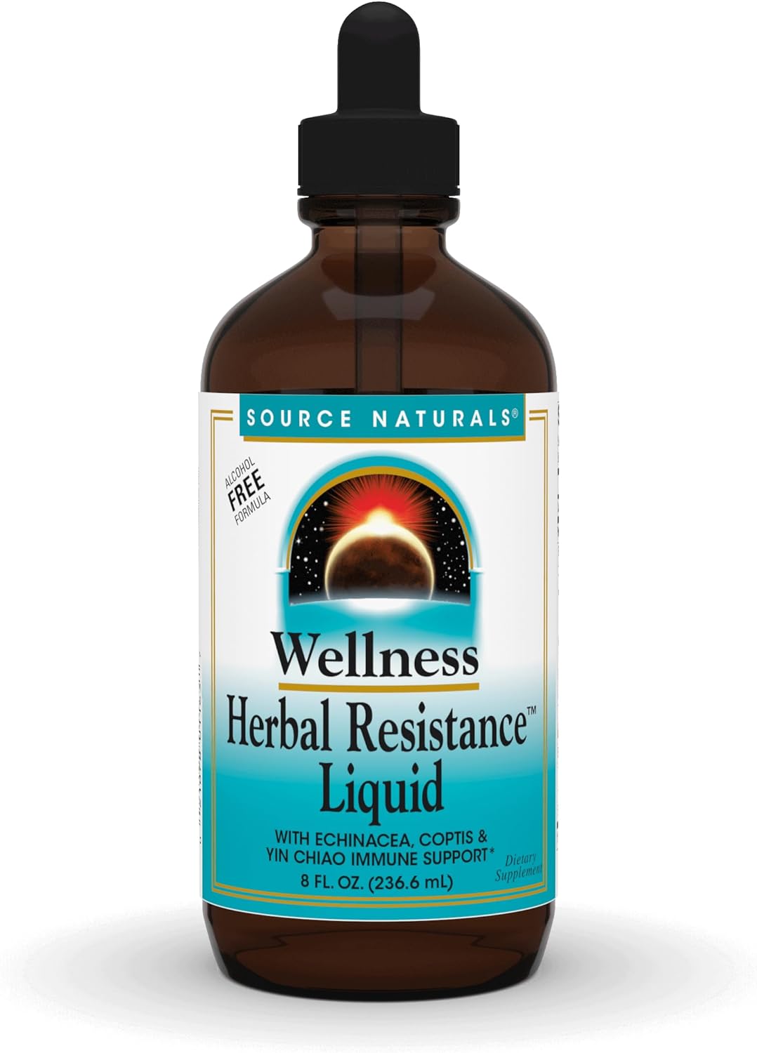 Source Naturals Wellness Herbal Resistance Liquid - Immune System Support with Echinacea, Coptis & Yin Chiao - 8 Fluid oz