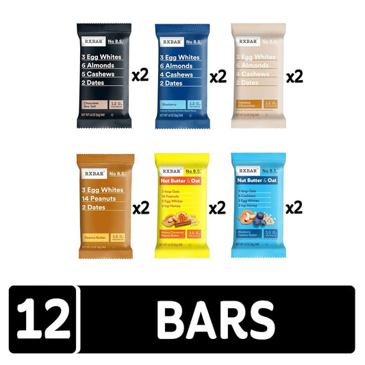 Rxbar Protein Bars, Protein Snacks, Snack Bars, Variety Pack (12 Bars)