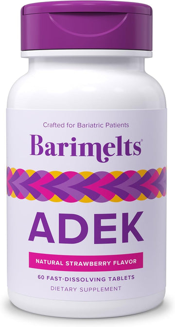 Barimelts Adek - 60 Fast-Dissolving Tablets (2-Month Supply) - Sugar-Free Bariatric Vitamins For Women Including Vitamin A, Vitamin D, Vitamin E & Vitamin K, Natural Strawberry Flavor?