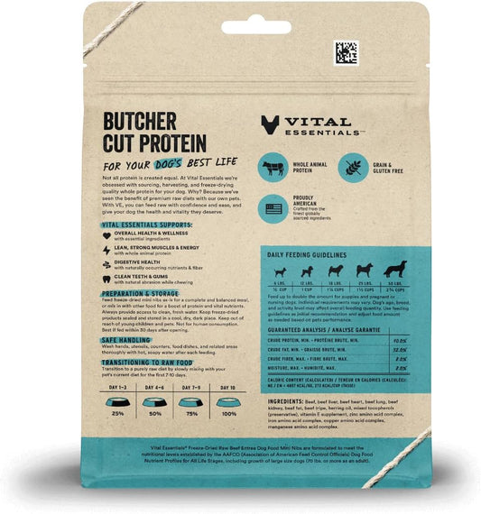 Vital Essentials Freeze Dried Raw Dog Food, Beef Mini Nibs Entree, 5.5 Oz