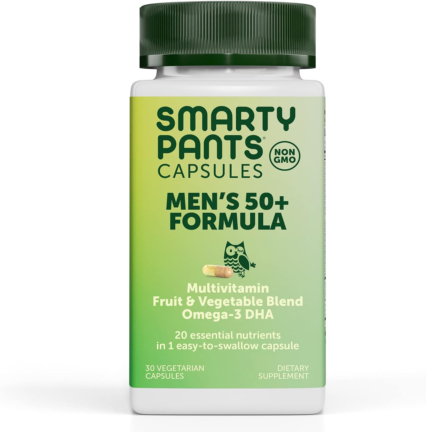 SmartyPants Multivitamin for Men 50+: Omega-3 DHA, Zinc for Immunity, Vitamins D3, C, B6, B12, Vitamin A for Eyes, Folate, Selenium, One Per Day, 30 Capsules, 30 Day Supply