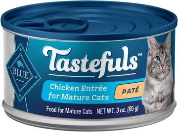 Blue Buffalo Tastefuls Wet Cat Food Paté For Mature Cats, Made With Natural Ingredients | Chicken Entrée, 3-Oz. Can (24 Count)