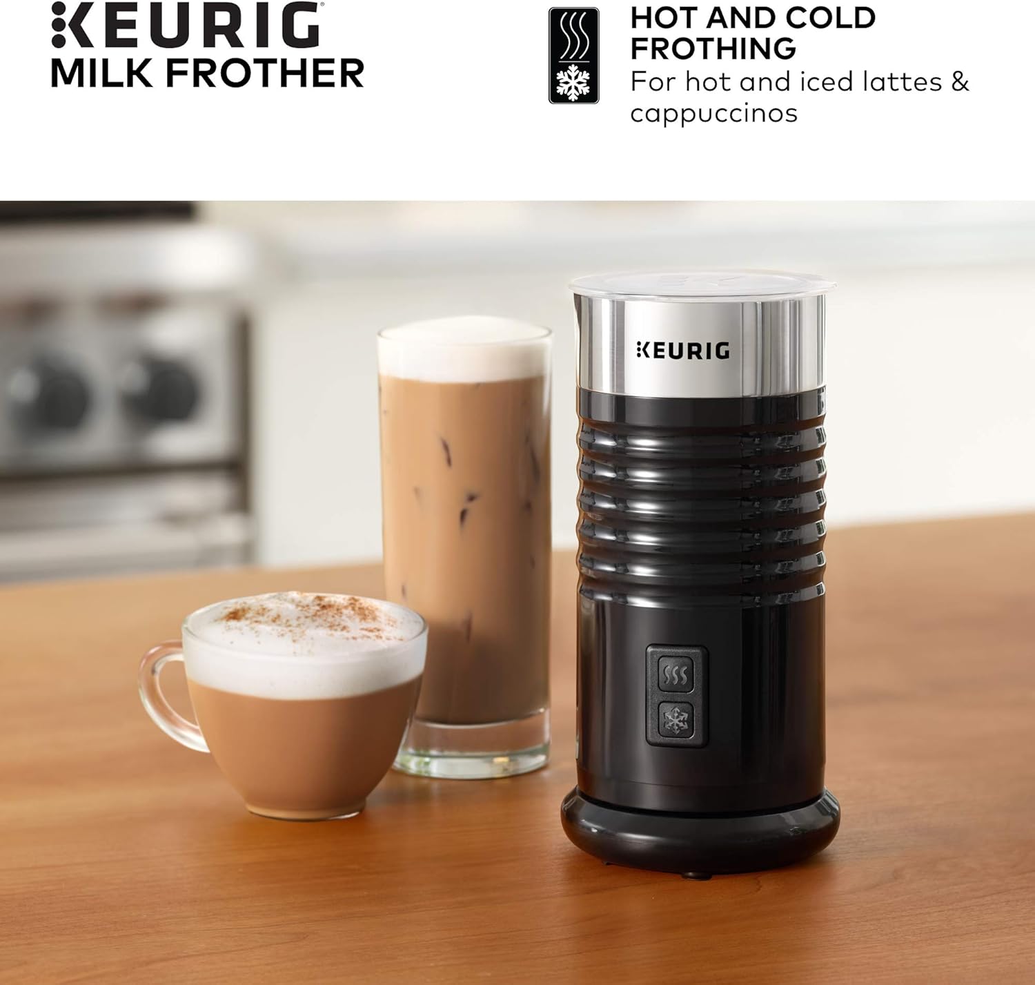 Keurig Standalone Frother Works Non-Dairy Milk, Hot and Cold Frothing, 6 Oz, Black: Home & Kitchen