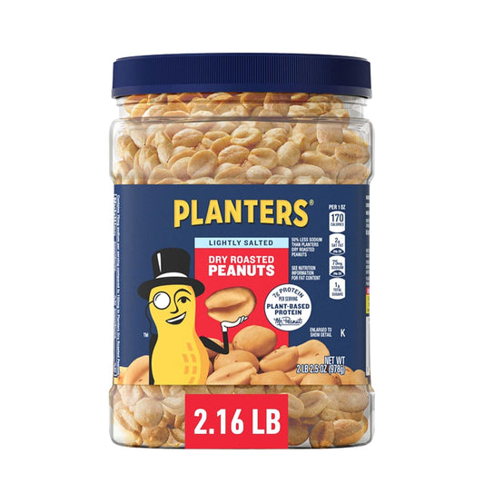 Planters Lightly Salted Dry Roasted Peanuts (6 Ct Pack, 2.2 Lb Containers)