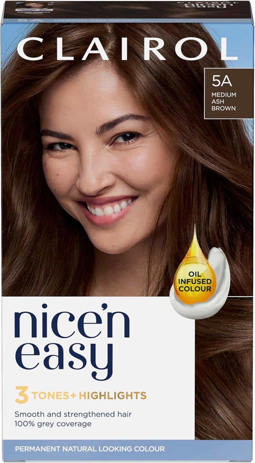 Clairol Nice'N Easy Crème, Natural Looking Oil Infused Permanent Hair Dye, 5A Medium Ash Brown