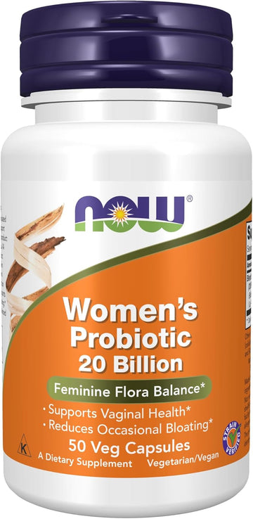 NOW Supplements, Women's Probiotic, 20 Billion, Specially Formulated using Three Clinically Tested Probiotic Strains, 50 Veg Capsules