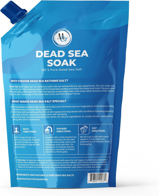 Dead Sea Salts For Soaking, Mineral Salt For Bath, Spa, Shower – More Minerals Than Epsom Salt, Pure And Natural Bath Salt For Foot Soak, Fine Salt Mined From Dead Sea 2 Pound (Lavender)