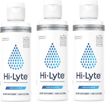 Hi-Lyte Concentrate Electrolyte Supplement For Immune Support And Rapid Hydration (3 Bottles) | No Calories No Sugar | 20%+ More Potassium, Magnesium & Zinc | 144 Servings