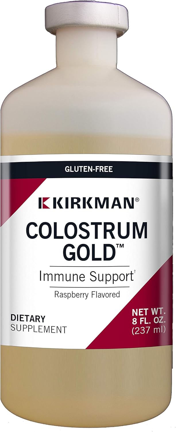 Kirkman Colostrum Gold Immune Support Supplement, 8 Fl Oz, Raspberry Flavored Liquid Bovine Colostrum, Supports Muscle, Skin & Cartilage Tissue Growth, Antibiotic & Added Hormone Free…