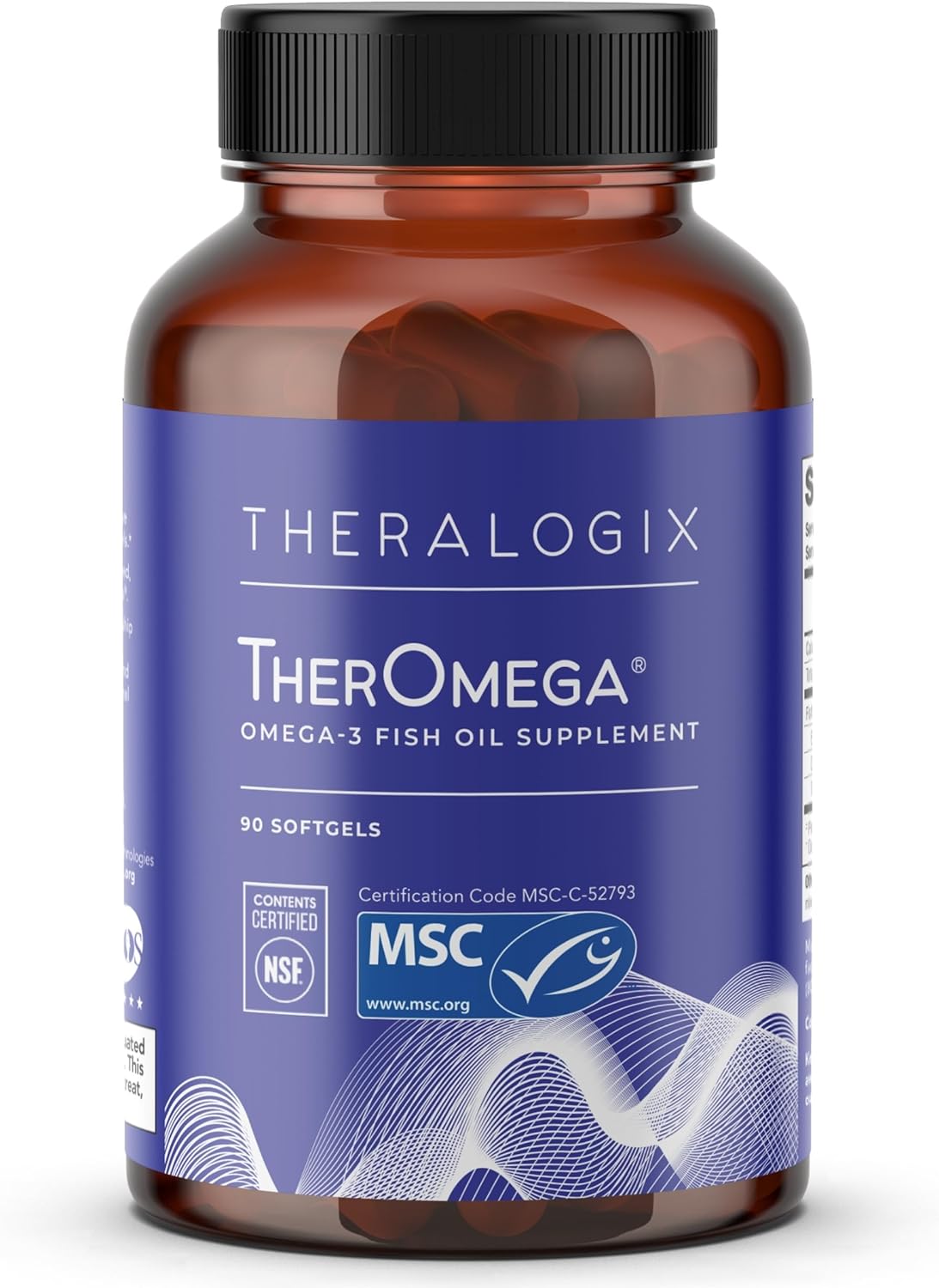 Theralogix TherOmega Omega-3 Fish Oil Supplement - Supports Heart, Brain, Immune & Joint Health* - 700 mg DHA & EPA from Wild Alaska Pollock - Sustainably Sourced - NSF Certified - 90 Softgels