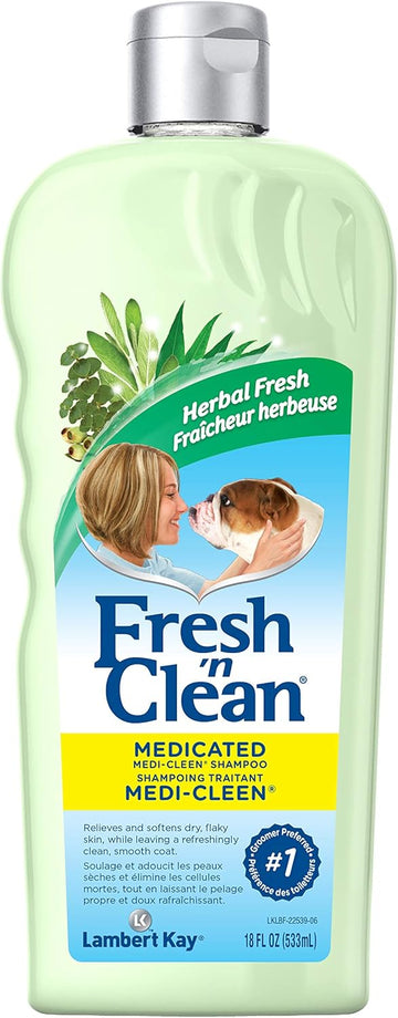 Petag Fresh 'N Clean Medi-Cleen Medicated Shampoo - Fragrance Free - For Scaling, Dandruff Itching, & Dry Skin - 18 Fl Oz