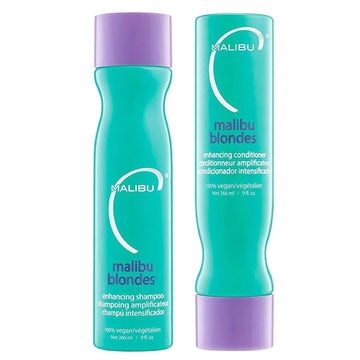 Malibu C Blondes Enhancing Shampoo And Conditioner (9 Oz) - Moisturizing Purple Shampoo Set For Bleached, Highlighted, And Natural Blonde Hair - Remove Brass & Discoloration - Sulfate-Free