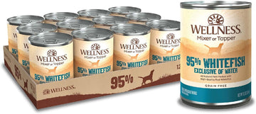 Wellness Natural Pet Food 95% Whitefish Natural Wet Grain Free Canned Dog Food, 13.2-Ounce Can (Pack Of 12)