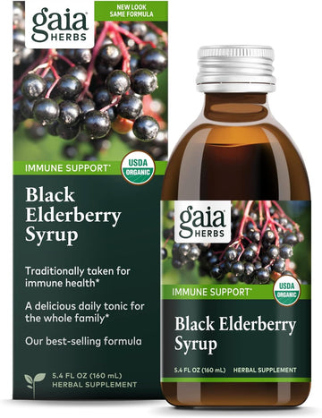 Gaia Herbs Black Elderberry Syrup - Daily Immune Support With Antioxidants, Organic Sambucus Elderberry Supplement, 5.4