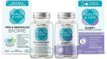 Health & Her Peri & Menopause Biome 50Bn Live Cultures Supplements For Women - Day & Night Bundle - Multi-Nutrient Wellbeing Support - 1 Month Supply, 60 Capsules - Vegan & Gluten Free