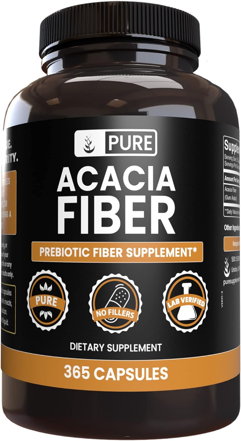 Pure Original Ingredients Acacia Fiber (365 Capsules) No Magnesium Or Rice Fillers, Always Pure, Lab Verified